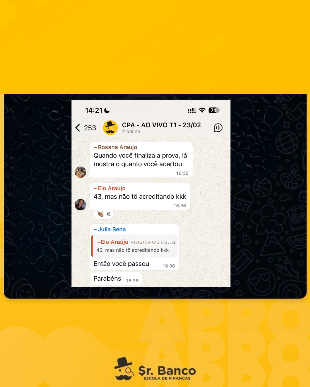 Print de aluna aprovada — Elo Araújo passou na prova